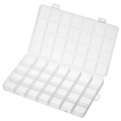 Unique Bargains Clear Plastic Durable Multiple Compartments Jewelry Organizer Box 28 Grids 3 Pcs