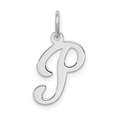 Black Bow Jewelry Sterling Silver, Sophia Collection, Small Script Initial P Pendant