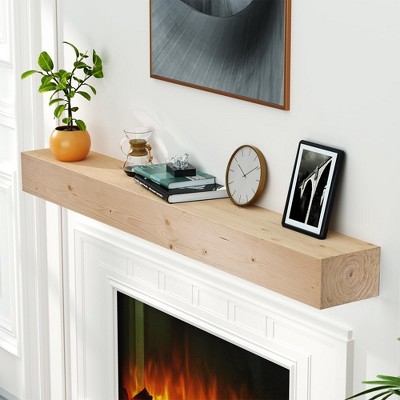 Handcrafted Wood Paint Solid Pine Wood Cap-Shelf Mantel in Natural Wood