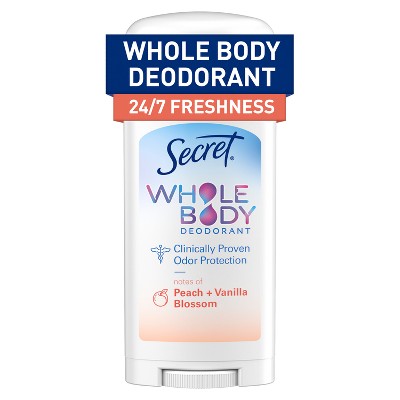 Secret Whole Body Solid Deodorant - Peach & Vanilla - Aluminum-Free 2.4oz