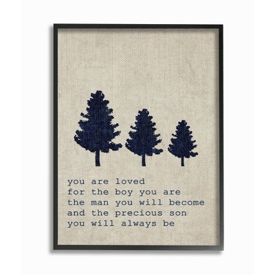 11"x1.5"x14" You Are Loved Son Trees Framed Giclee Kids' Texturized Art - Stupell Industries: Modern Wall Art, Multicolor MDF