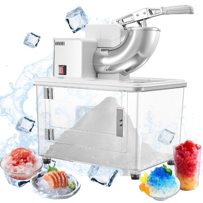 VEVOR Commercial Ice Crusher 661LBS/H, 350W Electric Snow Cone Machine with 4 Blades, 1400RPM Stainless Steel Shaved Ice Machine, White