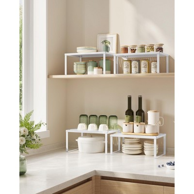 SONGMICS Spice Rack, Cabinet Shelf Organizers, Shelf Organizer, Countertop Organizer, Set of 4 Metal Kitchen Counter Shelves