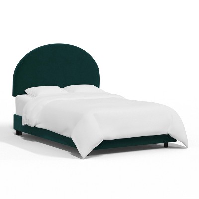 Skyline Furniture Full Vivian Upholstered Bed Dark Teal Green: Custom Made, Shiny Velvet, Pine Frame, 500lb Capacity
