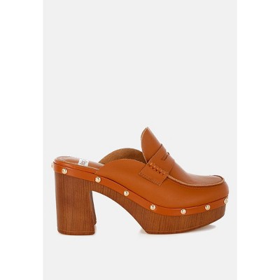 Lyrac Recycled Leather Platform Clogs In White Women
