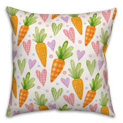 Creative Products Carrots and Hearts Pattern 18 x 18 Spun Poly Pillow