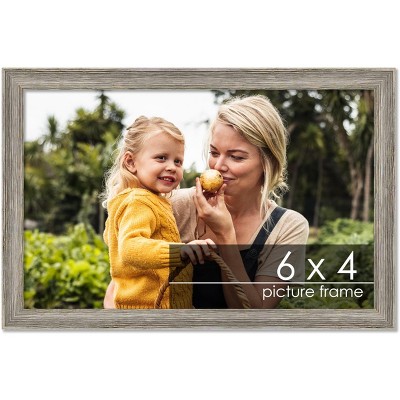 PosterPalooza | 6x4 Thin Barnwood Picture Frame, UV Acrylic, 2 Finishes - Grey and Black
