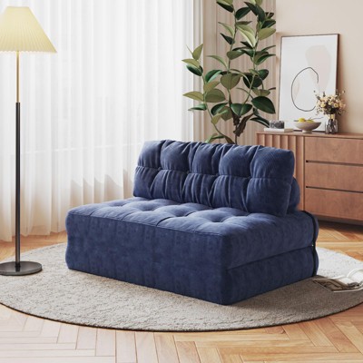 Folding Sofa Bed, Convertible Futon Sleeper Chair, Floor Fold Out Couch Bed with Pillow, Portable Corduroy Sofa Bed for Living Room