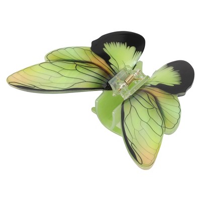 Unique Bargains Women's Butterfly Hair Clips 4.13"x3.58"x1.57" Green Black 1 Pc