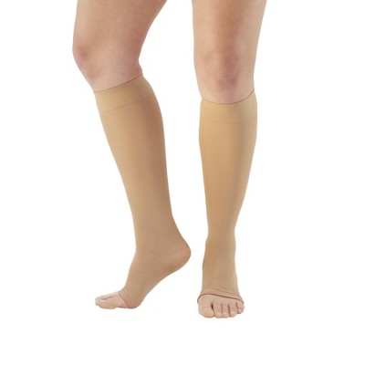 Ames Walker AW Style 209OT Adult Microfiber Opaque 15-20 mmHg Open Toe Compression Knee High Stockings