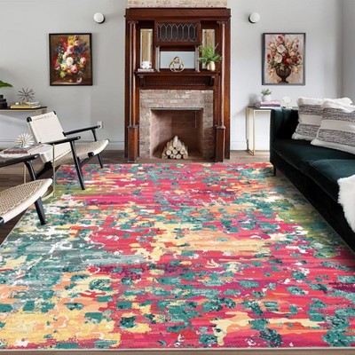 Washable Area Rug for Living Room Modern Abstract Rug for Bedroom Soft Non Shedding Low Pile Stain Resistant Carpet for Dining Room Bedroom