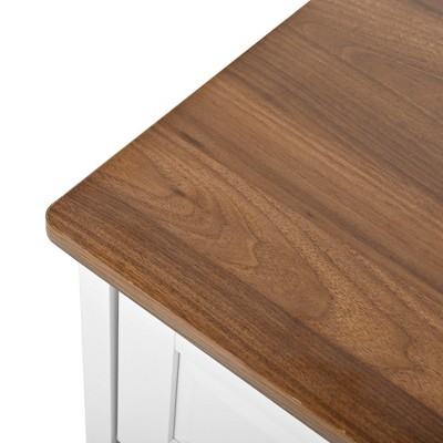 Gulches White 6-Drawer Dresser - Wide Drawers, Metal Handles, MDF with Red Wood Grain, for Bedroom/Hallway/Entryway