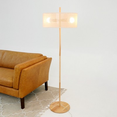 Oak & Natural Floor Lamp – Upward-Glow Classic Modern Light for Living Room, Bedroom or Office, 110–120V Plug-In