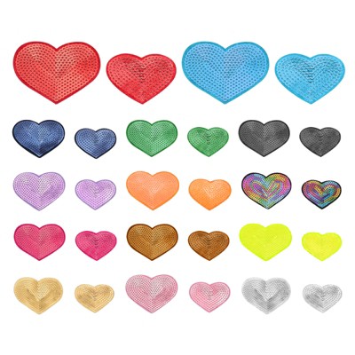 Unique Bargains Sequin Heart Iron on Patches Applique Patches