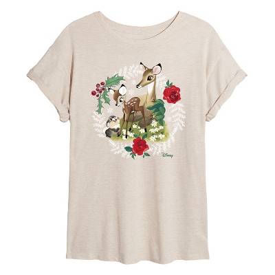 Women's - Disney - Christmas - Family In The Forest Oversized Graphic T-Shirt