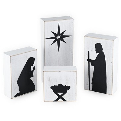 Ornativity Wooden Block Nativity Scene - 4 PC