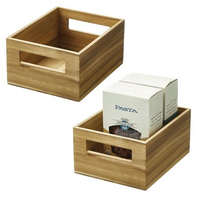 iDesign Acacia Wood Pantry Bin with Handles
