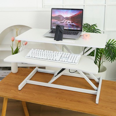 PAGED Home Office Desk Morden Computer Desk with Convertible Storage Shelves and LED Light for Work