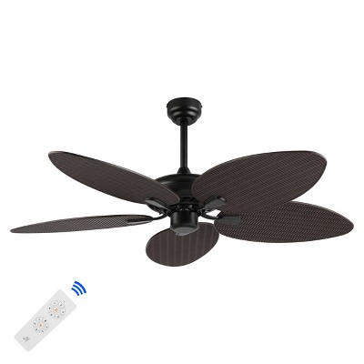 52" Raffles Bohemian Industrial Iron 6-Speed Palm Ceiling Fan - JONATHAN Y