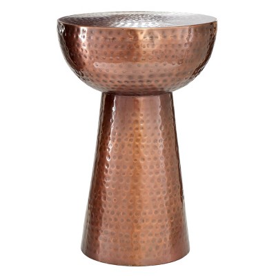 Hammered Metal Drum End Table Bronze - Olivia & May: Vintage Style, No Assembly, Metal Side Table
