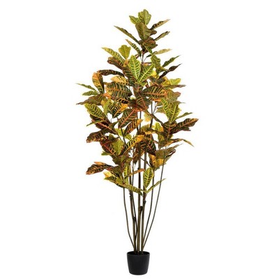 Vickerman 6' Artificial Potted Cronton Tree Orange - Indoor Decorative Lifelike Plant