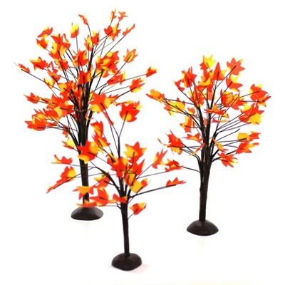 Department 56 Accessory 9.0 Inch Autumn Maple Trees Set/3 , Village Accessories (3PC)