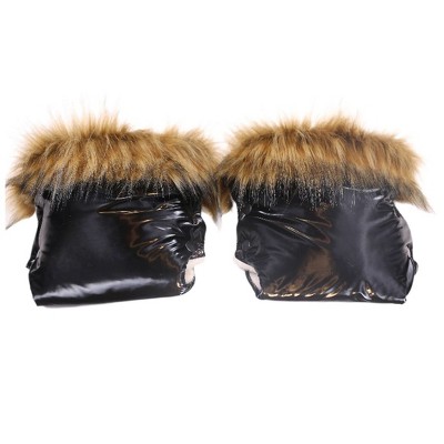 Cover Baby Adult Premium Handmuff Gloves With Beige Wool in Black
