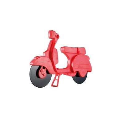 KB KITCHEN BASICS Pizza Cutter, 9-Inch Retro Scooter Cutter with Stainless Steel Wheels, Italian-Inspired Fun & Creative for Kids (Red)