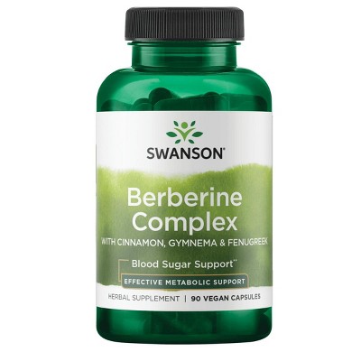 Swanson Berberine Complex with Cinnamon, Gymnema & Fenugreek, Supports Cardiovascular Health & Blood Sugar Metabolism, 90 Veg Capsules