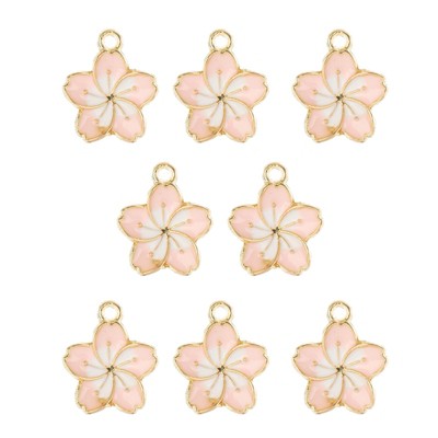 John Bead Sweet & Petite Charms 13x16mm Pink Flower, 8pcs
