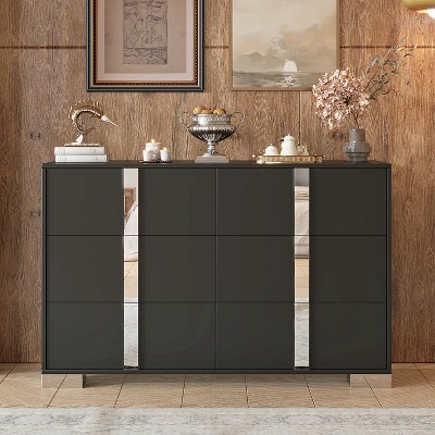 ModernLuxe 6-Drawer Dresser, Wood Chest of Drawers with Metal Handle, Mirrored Storage Cabinet for Bedroom