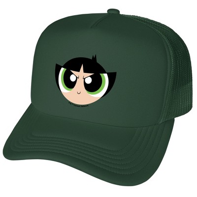The Powerpuff Girls Buttercup Head Foam Trucker Cap Hunter Green