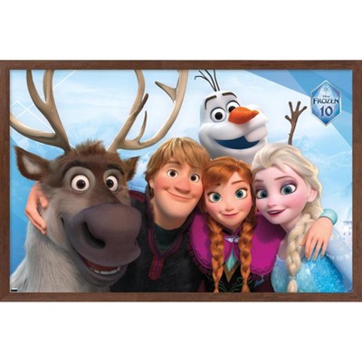Trends International Disney Frozen - Group 10th Anniversary Framed Wall Poster Prints