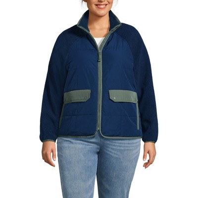 Lands' End Women's Mixed Media High Pile Fleece Jacket