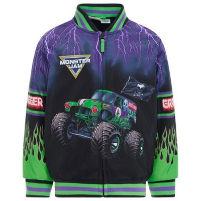 Monster Jam Grave Digger El Toro Loco Megalodon Zip Up Varsity Bomber Jacket Little Kid