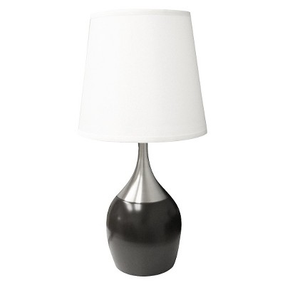 Ore International 24.5" Modern Metal Table Lamp with Touch Sensor Brown/White : Cylinder Shade, UL Listed, E26
