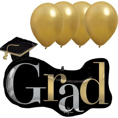 LoonBalloon 33 Inch Graduation Class Dismissed  Balloon Set Medium Size Balloon Set with 4 latex