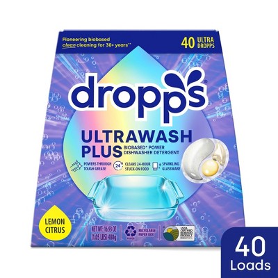 Dropps Dish UltraWash Plus Biobased Detergent Pods - Lemon Citrus - 40ct