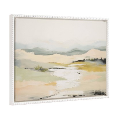 Kate & Laurel All Things Decor 18"x24" Sylvie Beaded Tranquil Landscape I Framed Canvas by Amy Lighthall White