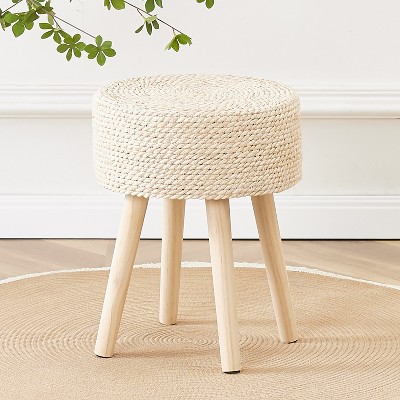 KTMBDW Foot Stool Natural Seagrass Hand Weave, 13" Small Ottoman, Round Footrest for Living Room, Bedroom, Entryway, Change Shoes Stool