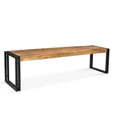 Handcrafted Reclaimed 71" Wood Bench with Iron Legs - Timbergirl