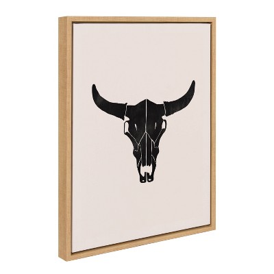 Kate & Laurel All Things Decor 18"x24" Western Skull Framed Canvas by Honey Island Studio Natural