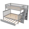 NicBex Twin over Full Bunk Bed Draggable Design Pine Frame Bed Frame with Storage Stairs, Rollers and Guardrails, No Box Spring Required - 3 of 4