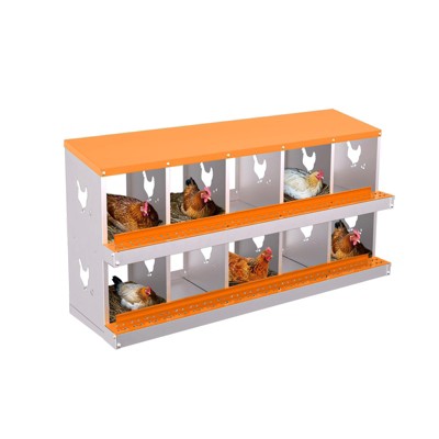 Chicken Nesting Boxes, Hole Roll Away Nest Box for Chicken Coop, Metal Egg Laying Box with Lid Cover to Protect Eggs, Rollout Egg Collection
