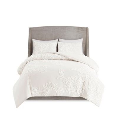 Gracie Mills Anita 3-Piece Farmhouse Tufted Cotton Chenille Floral Comforter Set