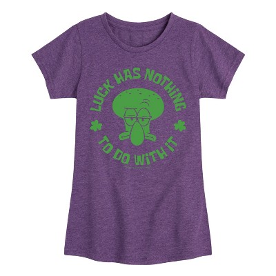 Girls' - SpongeBob Squarepants - Squidward Luck Fitted Short Sleeve Graphic T-Shirt