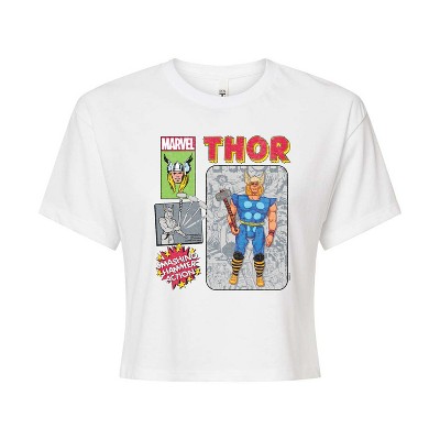 Women's - Marvel - Thor Action Figure Cropped Graphic T-Shirt