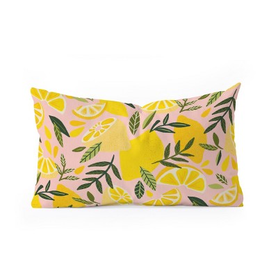 Cat Coquillette Lemon Blooms Blush Palette Oblong Throw Pillow - Society6