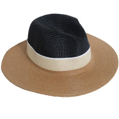 Magid Straw Panama Colorblock Crown Hat