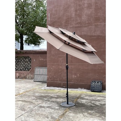 Kumasinova 9FT 3-Tier Patio Umbrella with Wind Vents,Outdoor Umbrella with Crank & Tilt,Beach Umbrella for Garden,Pool,Outdoor Umbrellas for Patio